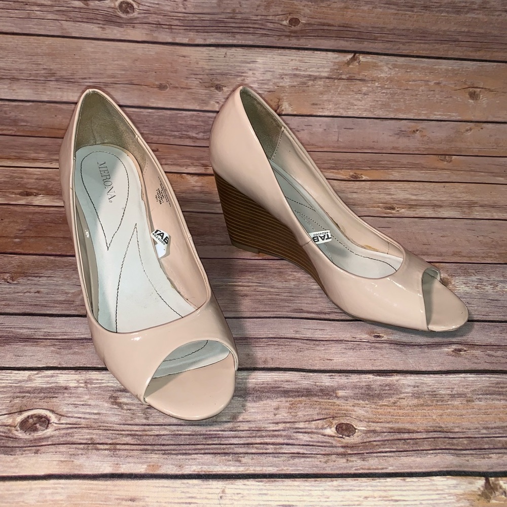 Merona Nude Patent Wedge Heels